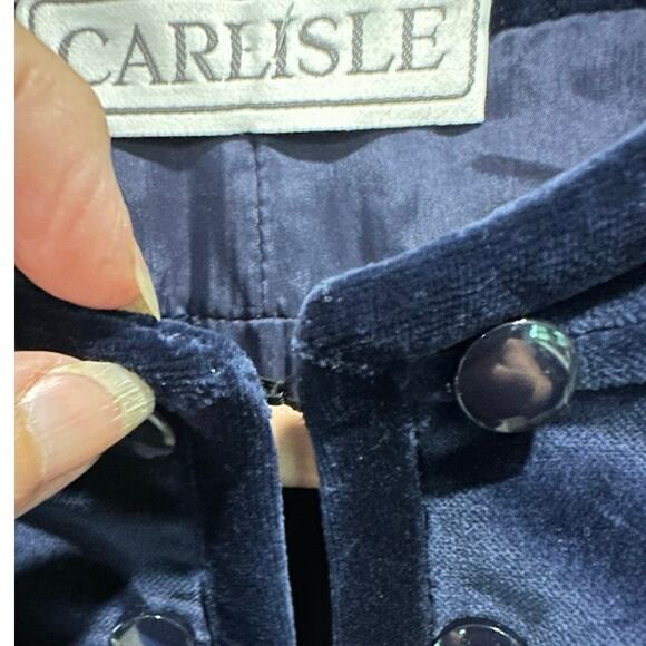 Vintage Blue Velvet  Boho Chic Streetwear Fitted Edwardian Puff Sleeve Large - Picture 8 of 12